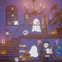 a room with ghosts in it