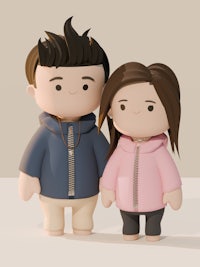 a 3d model of a man and woman standing next to each other